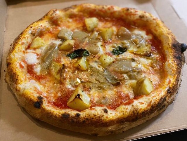 Pomodoro, fior di latte, porcini, patate al forno